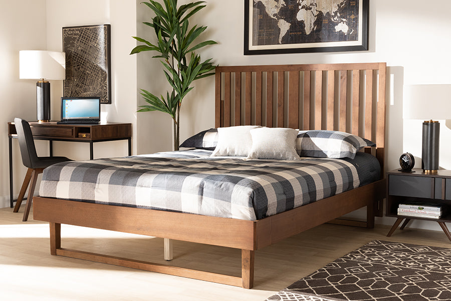 Baxton Studio Marin Modern and Contemporary Walnut Brown Finished Wood King Size Platform Bed