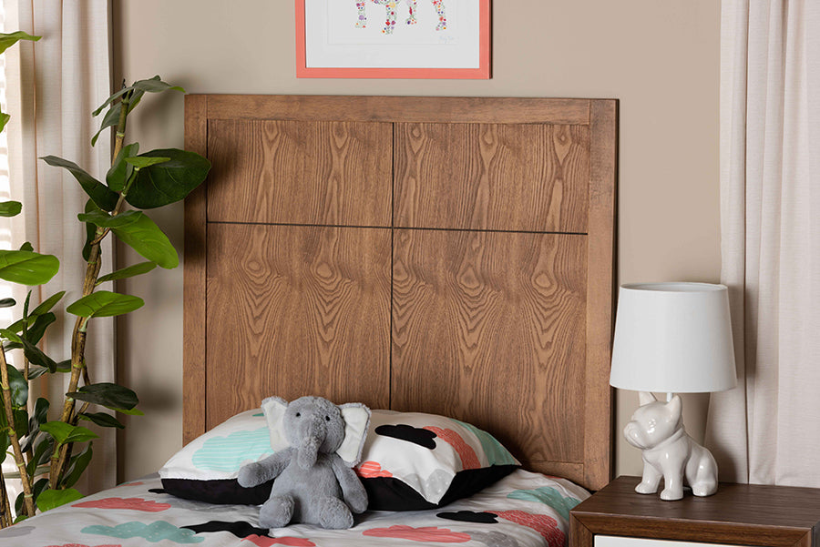 Baxton Studio Monroe Modern Transitional and Rustic Ash Walnut Finished Wood Twin Size Headboard
