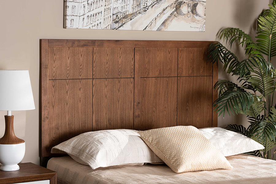 Baxton Studio Monroe Modern Transitional and Rustic Ash Walnut Finished Wood Queen Size Headboard