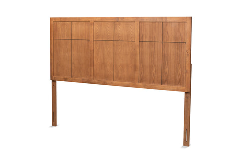 Baxton Studio Monroe Modern Transitional and Rustic Ash Walnut Finished Wood King Size Headboard