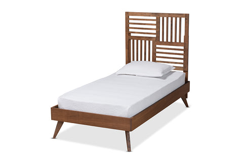 Baxton Studio Gemma Mid-Century Modern Transitional Walnut Brown Finished Wood Twin Size Platform Bed