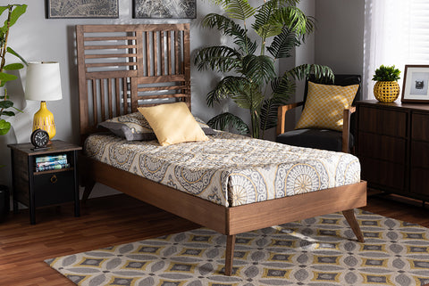 Baxton Studio Gemma Mid-Century Modern Transitional Walnut Brown Finished Wood Twin Size Platform Bed