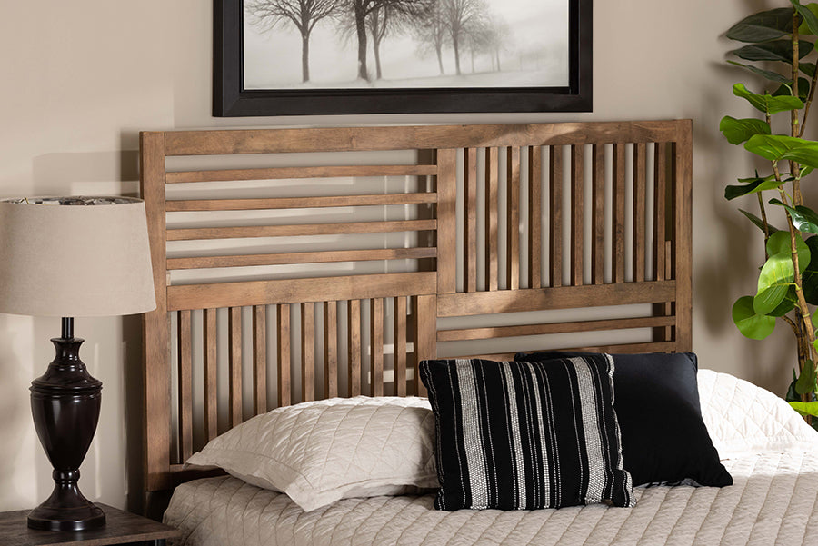 Baxton Studio Adler Modern and Contemporary Transitional Ash Walnut Finished Wood King Size Headboard