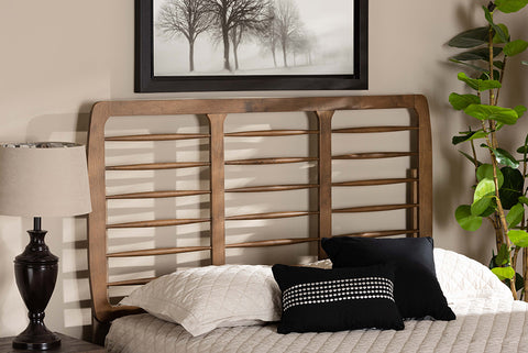 Baxton Studio Carolyn Mid-Century Modern Ash Walnut Finished Wood Full Size Headboard