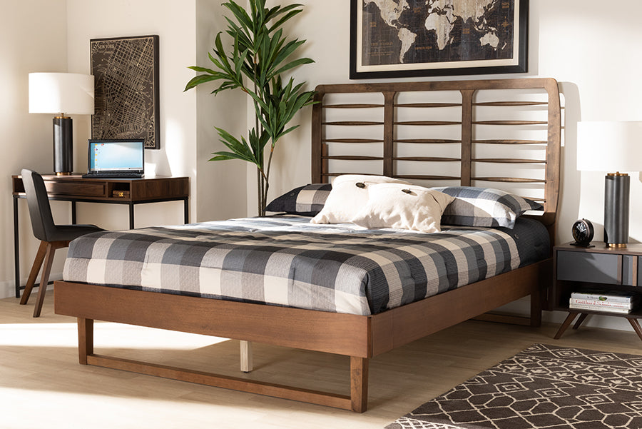 Baxton Studio Lucie Modern and Contemporary Walnut Brown Finished Wood Queen Size Platform Bed