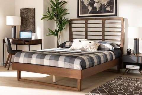 Baxton Studio Lucie Modern and Contemporary Walnut Brown Finished Wood Queen Size Platform Bed