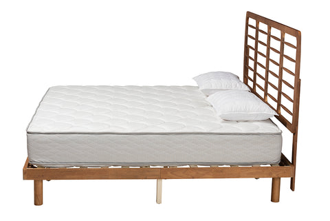 Baxton Studio Petra Mid-Century Modern Ash Walnut Finished Wood King Size Platform Bed
