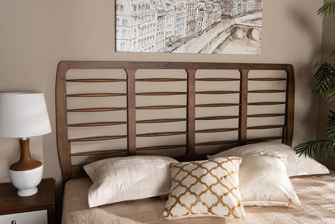 Baxton Studio Carolyn Mid-Century Modern Ash Walnut Finished Wood King Size Headboard