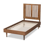 Baxton Studio Kioshi Mid-Century Modern Transitional Ash Walnut Finished Wood Twin Size Platform Bed