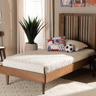 Baxton Studio Kioshi Mid-Century Modern Transitional Ash Walnut Finished Wood Twin Size Platform Bed