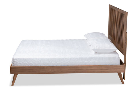 Baxton Studio Takeo Mid-Century Modern Transitional Ash Walnut Finished Wood King Size Platform Bed