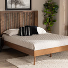 Baxton Studio Takeo Mid-Century Modern Transitional Ash Walnut Finished Wood Queen Size Platform Bed
