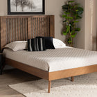 Baxton Studio Takeo Mid-Century Modern Transitional Ash Walnut Finished Wood King Size Platform Bed