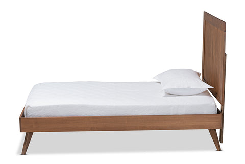 Baxton Studio Amira Mid-Century Modern Transitional Ash Walnut Finished Wood Twin Size Platform Bed