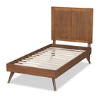 Baxton Studio Amira Mid-Century Modern Transitional Ash Walnut Finished Wood Twin Size Platform Bed