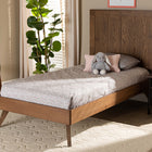 Baxton Studio Amira Mid-Century Modern Transitional Ash Walnut Finished Wood Twin Size Platform Bed