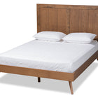 Baxton Studio Amira Mid-Century Modern Transitional Ash Walnut Finished Wood Queen Size Platform Bed