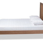Baxton Studio Amira Mid-Century Modern Transitional Ash Walnut Finished Wood Queen Size Platform Bed