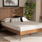 Baxton Studio Amira Mid-Century Modern Transitional Ash Walnut Finished Wood Queen Size Platform Bed