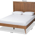 Baxton Studio Amira Mid-Century Modern Transitional Ash Walnut Finished Wood Queen Size Platform Bed