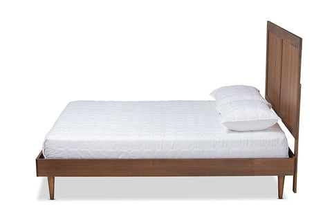 Baxton Studio Nicola Mid-Century Modern Transitional Ash Walnut Finished Wood King Size Platform Bed