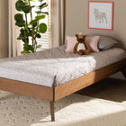 Baxton Studio Lissette Mid-Century Modern Ash Walnut Finished Wood Twin Size Platform Bed Frame