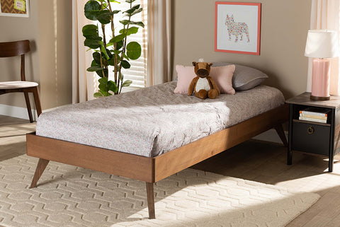 Baxton Studio Lissette Mid-Century Modern Ash Walnut Finished Wood Twin Size Platform Bed Frame