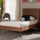 Baxton Studio Jiro Mid-Century Modern Walnut Brown Finished Wood Twin Size Platform Bed