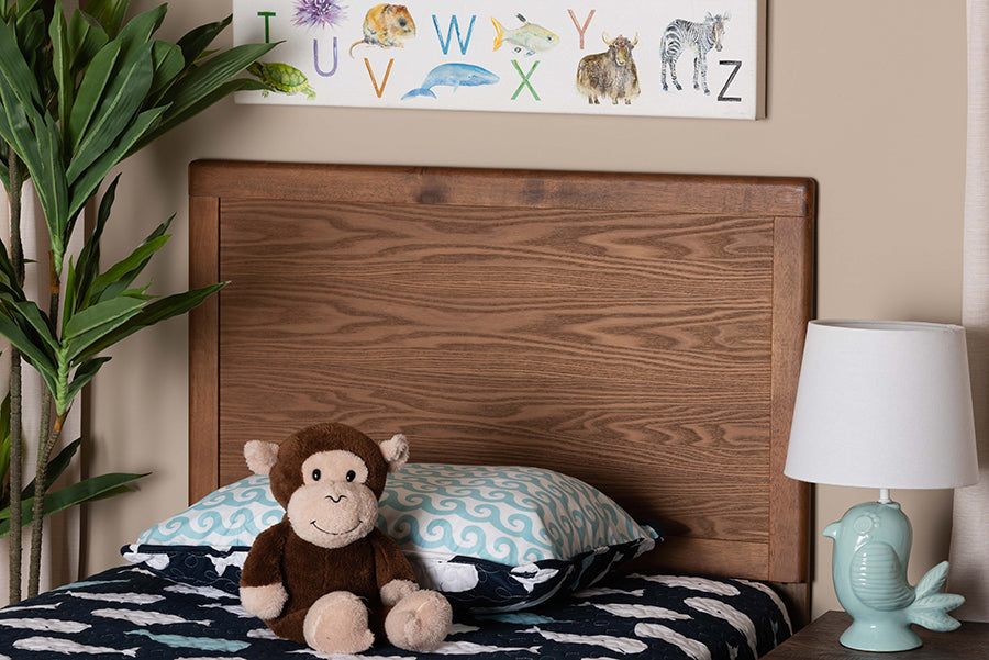 Baxton Studio Raya Mid-Century Modern Walnut Brown Finished Wood Twin Size Headboard