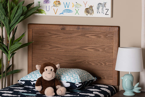 Baxton Studio Raya Mid-Century Modern Walnut Brown Finished Wood Twin Size Headboard