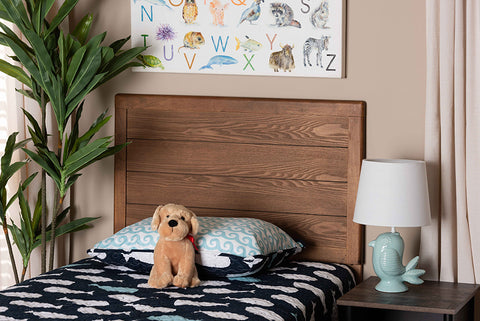 Baxton Studio Seren Mid-Century Modern Walnut Brown Finished Wood Twin Size Headboard