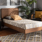 Baxton Studio Leola Mid-Century Modern Transitional Walnut Brown Finished Wood Twin Size Platform Bed