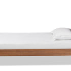 Baxton Studio Greta Mid-Century Modern Dark Grey Fabric Upholstered and Walnut Brown Finished Wood Twin Size Platform Bed