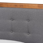 Baxton Studio Greta Mid-Century Modern Dark Grey Fabric Upholstered and Walnut Brown Finished Wood Twin Size Platform Bed