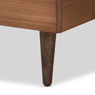 Baxton Studio Greta Mid-Century Modern Dark Grey Fabric Upholstered and Walnut Brown Finished Wood Twin Size Platform Bed