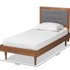 Baxton Studio Greta Mid-Century Modern Dark Grey Fabric Upholstered and Walnut Brown Finished Wood Twin Size Platform Bed