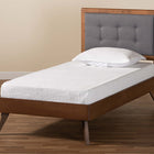 Baxton Studio Alida Mid-Century Modern Dark Grey Fabric Upholstered and Walnut Brown Finished Wood Twin Size Platform Bed
