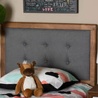 Baxton Studio Sarine Mid-Century Modern Dark Grey Fabric Upholstered and Walnut Brown Finished Wood Twin Size Headboard