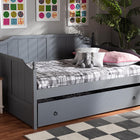 Baxton Studio Millie Cottage Farmhouse Grey Finished Wood Full Size Daybed with Twin Size Trundle
