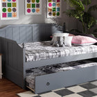 Baxton Studio Millie Cottage Farmhouse Grey Finished Wood Full Size Daybed with Twin Size Trundle