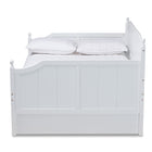 Baxton Studio Millie Cottage Farmhouse White Finished Wood Full Size Daybed with Twin Size Trundle
