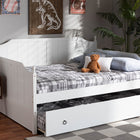 Baxton Studio Millie Cottage Farmhouse White Finished Wood Full Size Daybed with Twin Size Trundle