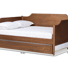 Baxton Studio Alya Classic Traditional Farmhouse Walnut Brown Finished Wood Full Size Daybed with Roll-Out Trundle Bed