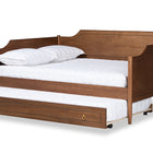 Baxton Studio Alya Classic Traditional Farmhouse Walnut Brown Finished Wood Full Size Daybed with Roll-Out Trundle Bed