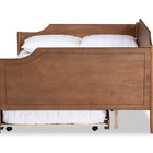 Baxton Studio Alya Classic Traditional Farmhouse Walnut Brown Finished Wood Full Size Daybed with Roll-Out Trundle Bed