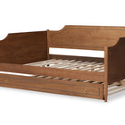Baxton Studio Alya Classic Traditional Farmhouse Walnut Brown Finished Wood Full Size Daybed with Roll-Out Trundle Bed