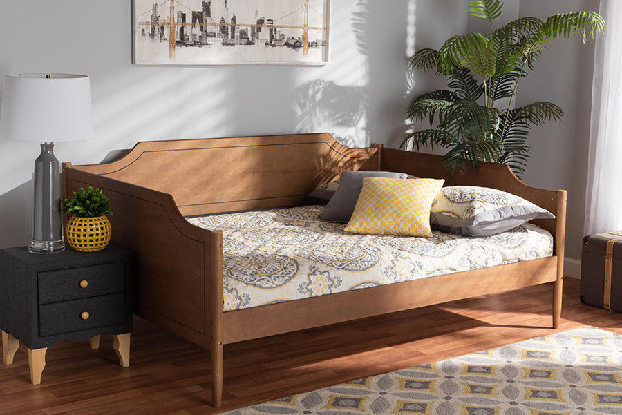 Baxton Studio Alya Classic Traditional Farmhouse Walnut Brown Finished Wood Full Size Daybed