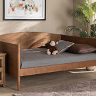 Baxton Studio Veles Mid-Century Modern Ash Walnut Finished Wood Full Size Daybed