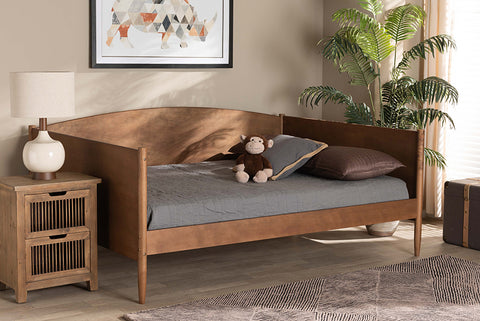 Baxton Studio Veles Mid-Century Modern Ash Walnut Finished Wood Full Size Daybed