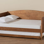 Baxton Studio Veles Mid-Century Modern Ash Walnut Finished Wood Full Size Daybed with Trundle